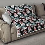 Hipster Frog Pattern Print Quilt
