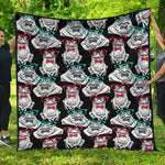 Hipster Frog Pattern Print Quilt