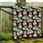 Hipster Frog Pattern Print Quilt