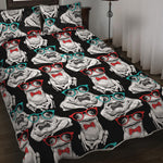 Hipster Frog Pattern Print Quilt Bed Set