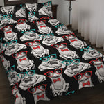 Hipster Frog Pattern Print Quilt Bed Set