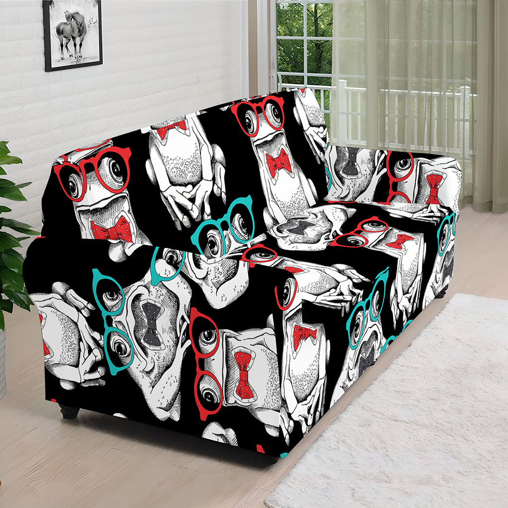 Hipster Frog Pattern Print Sofa Cover
