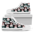 Hipster Frog Pattern Print White High Top Sneakers