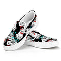 Hipster Frog Pattern Print White Slip On Sneakers