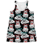 Hipster Frog Pattern Print Women's Racerback Tank Top