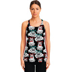 Hipster Frog Pattern Print Women's Racerback Tank Top