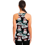 Hipster Frog Pattern Print Women's Racerback Tank Top