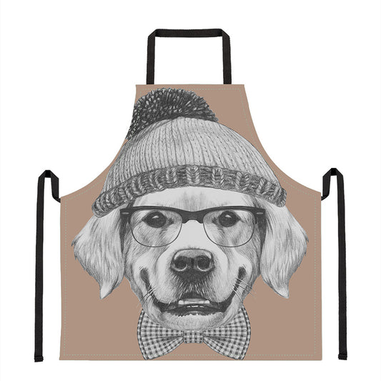 Hipster Golden Retriever Print Apron