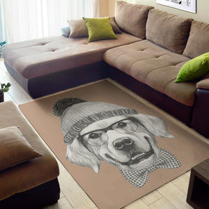 Hipster Golden Retriever Print Area Rug