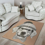 Hipster Golden Retriever Print Area Rug