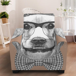 Hipster Golden Retriever Print Armchair Slipcover