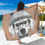 Hipster Golden Retriever Print Beach Sarong Wrap