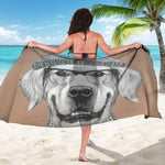 Hipster Golden Retriever Print Beach Sarong Wrap