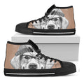 Hipster Golden Retriever Print Black High Top Sneakers