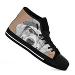 Hipster Golden Retriever Print Black High Top Shoes