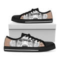 Hipster Golden Retriever Print Black Low Top Sneakers