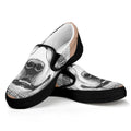 Hipster Golden Retriever Print Black Slip On Sneakers