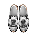 Hipster Golden Retriever Print Black Slip On Shoes