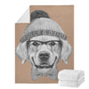 Hipster Golden Retriever Print Blanket