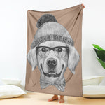 Hipster Golden Retriever Print Blanket