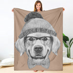 Hipster Golden Retriever Print Blanket
