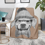 Hipster Golden Retriever Print Blanket
