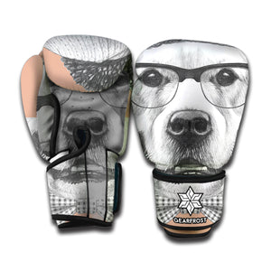 Hipster Golden Retriever Print Boxing Gloves