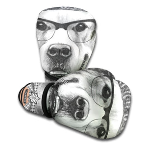 Hipster Golden Retriever Print Boxing Gloves