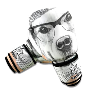 Hipster Golden Retriever Print Boxing Gloves