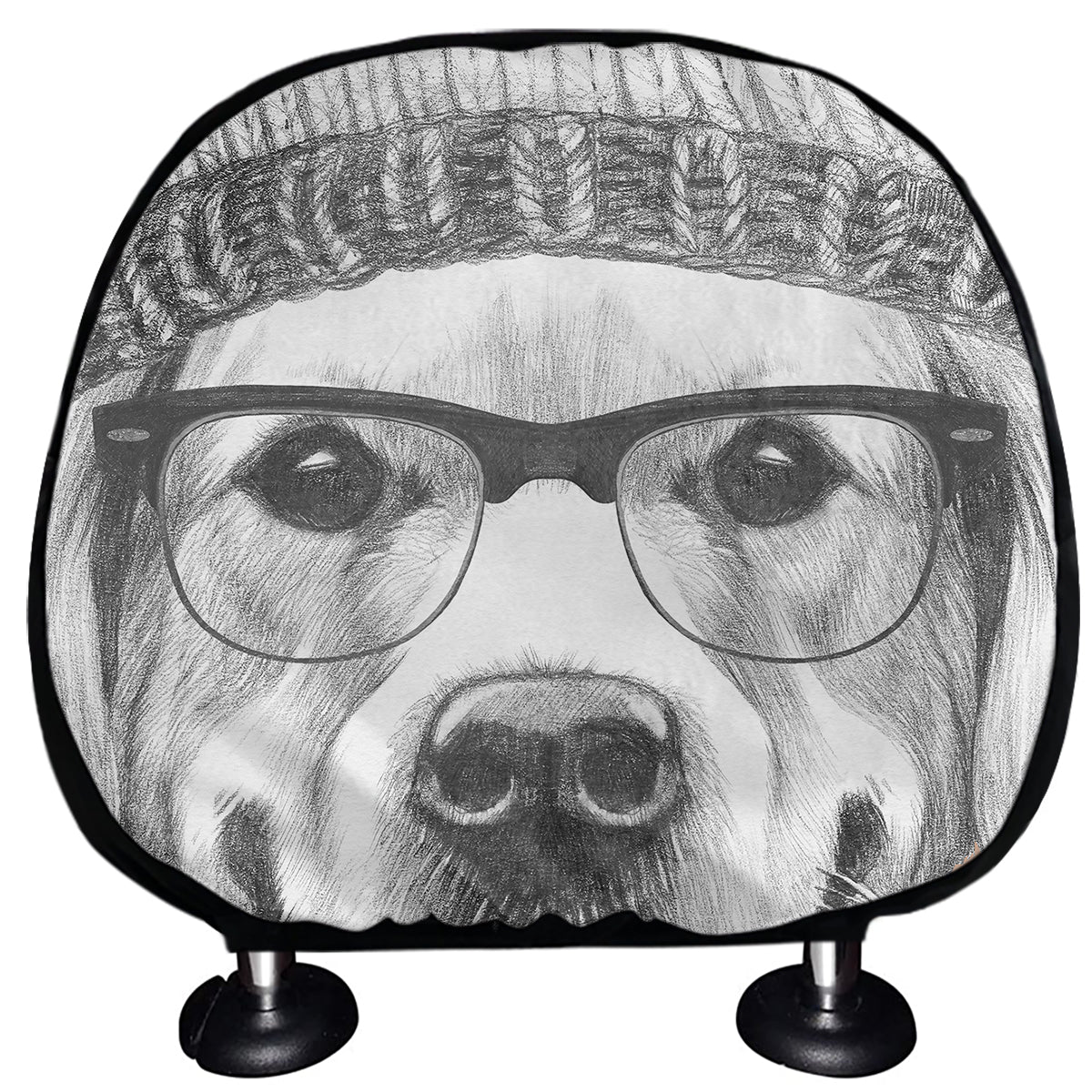 Hipster Golden Retriever Print Car Headrest Covers