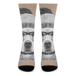 Hipster Golden Retriever Print Crew Socks