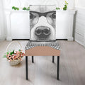 Hipster Golden Retriever Print Dining Chair Slipcover