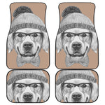 Hipster Golden Retriever Print Front and Back Car Floor Mats