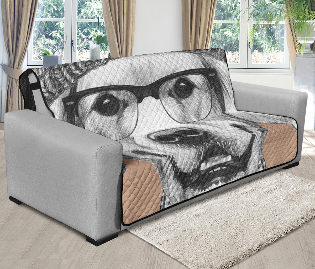 Hipster Golden Retriever Print Futon Protector