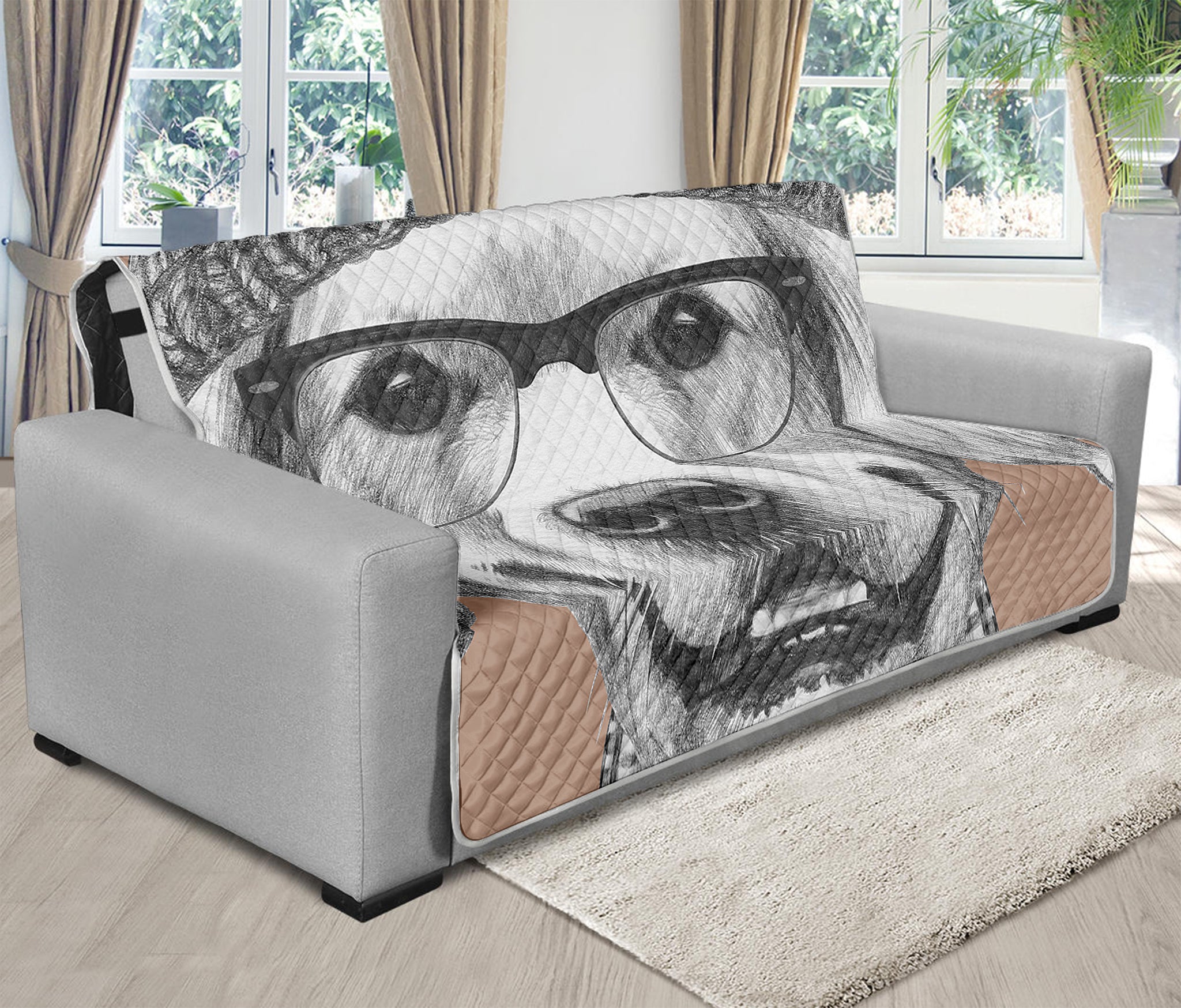 Hipster Golden Retriever Print Futon Protector