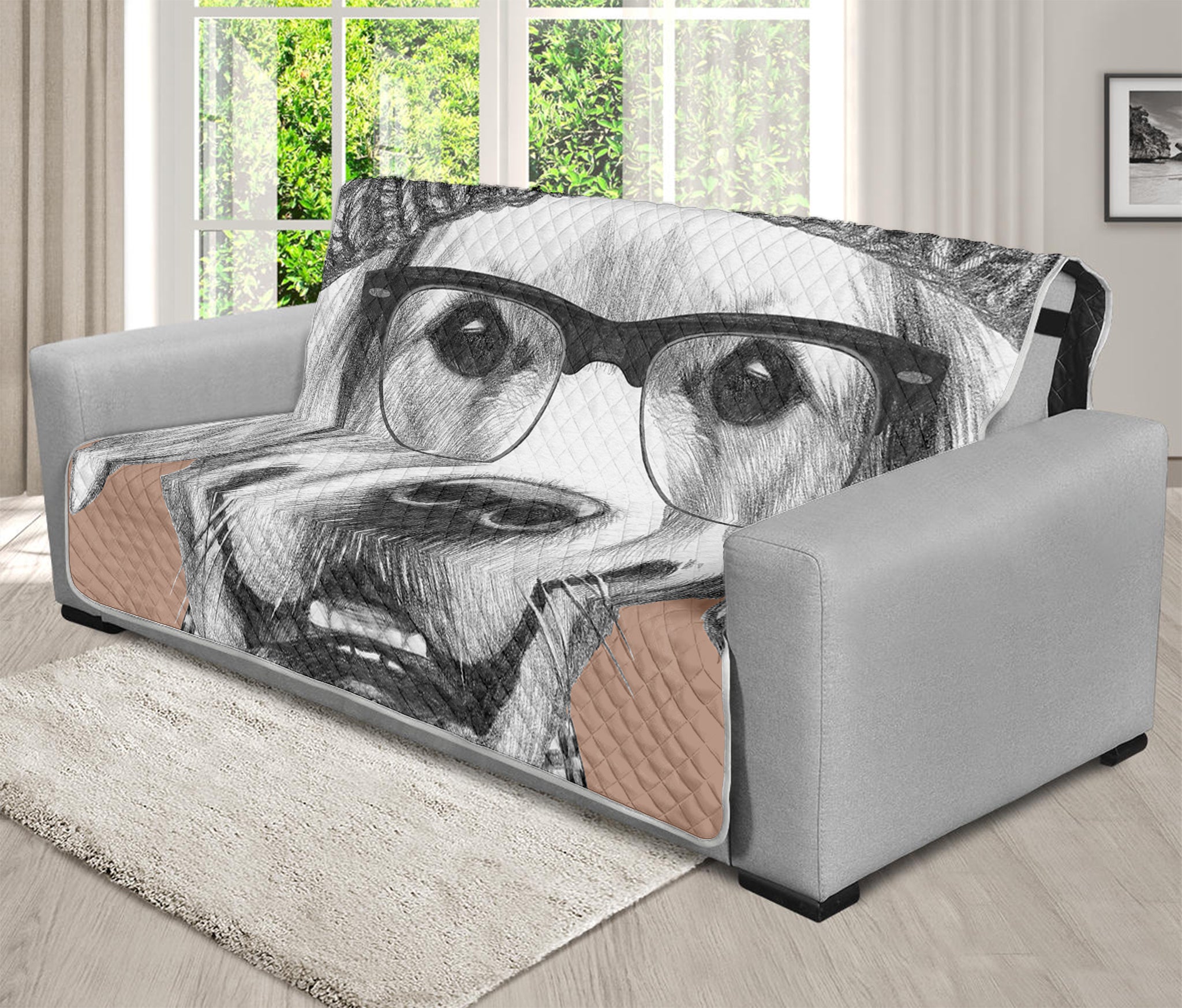 Hipster Golden Retriever Print Futon Protector