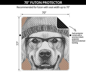 Hipster Golden Retriever Print Futon Protector