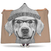 Hipster Golden Retriever Print Hooded Blanket