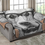 Hipster Golden Retriever Print Loveseat Protector