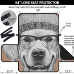 Hipster Golden Retriever Print Loveseat Protector