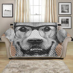 Hipster Golden Retriever Print Loveseat Protector