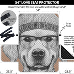 Hipster Golden Retriever Print Loveseat Protector