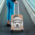 Hipster Golden Retriever Print Luggage Cover