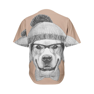 Hipster Golden Retriever Print Men's Baseball Jersey