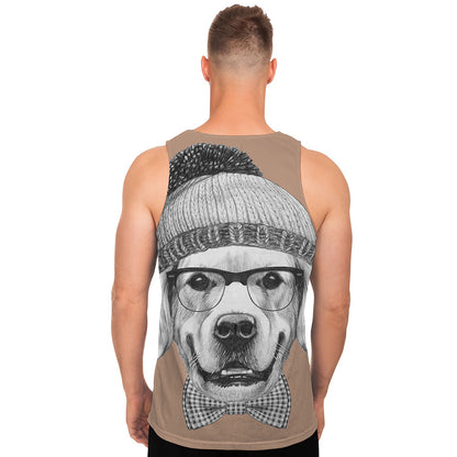 Hipster Golden Retriever Print Men's Tank Top