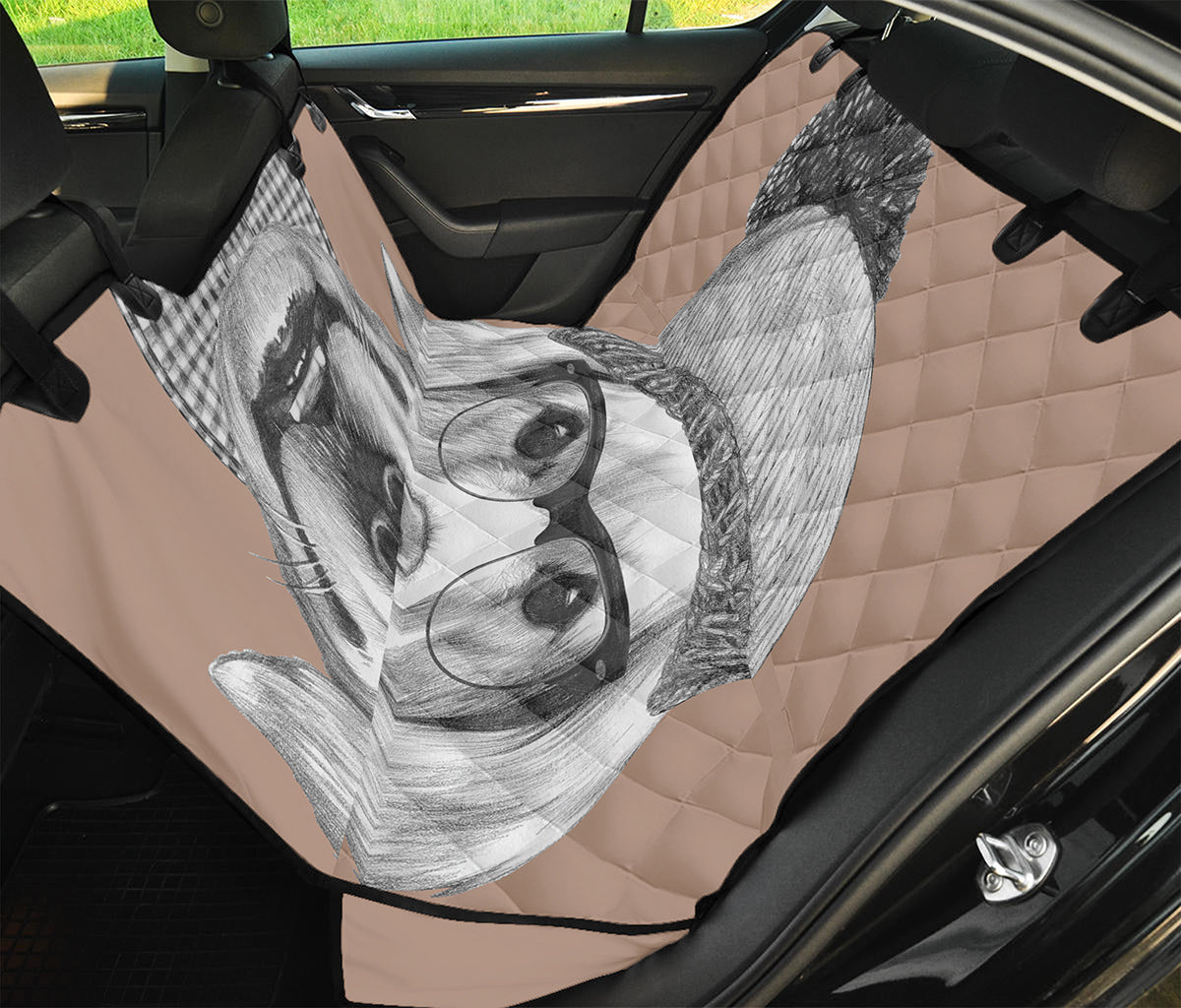 Hipster Golden Retriever Print Pet Car Back Seat Cover