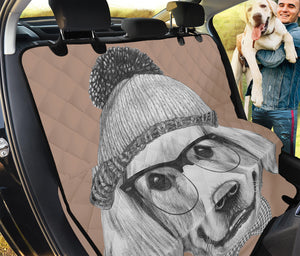 Hipster Golden Retriever Print Pet Car Back Seat Cover