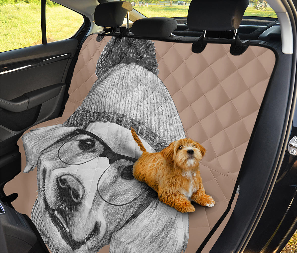 Hipster Golden Retriever Print Pet Car Back Seat Cover