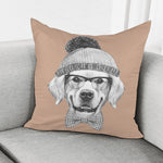 Hipster Golden Retriever Print Pillow Cover