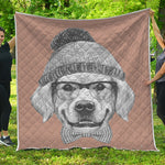 Hipster Golden Retriever Print Quilt